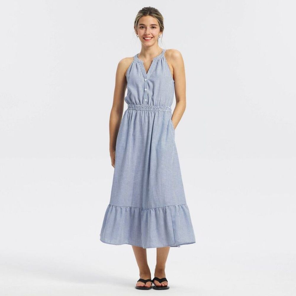 Women's Midi Dress - Universal Thread Blue Striped M